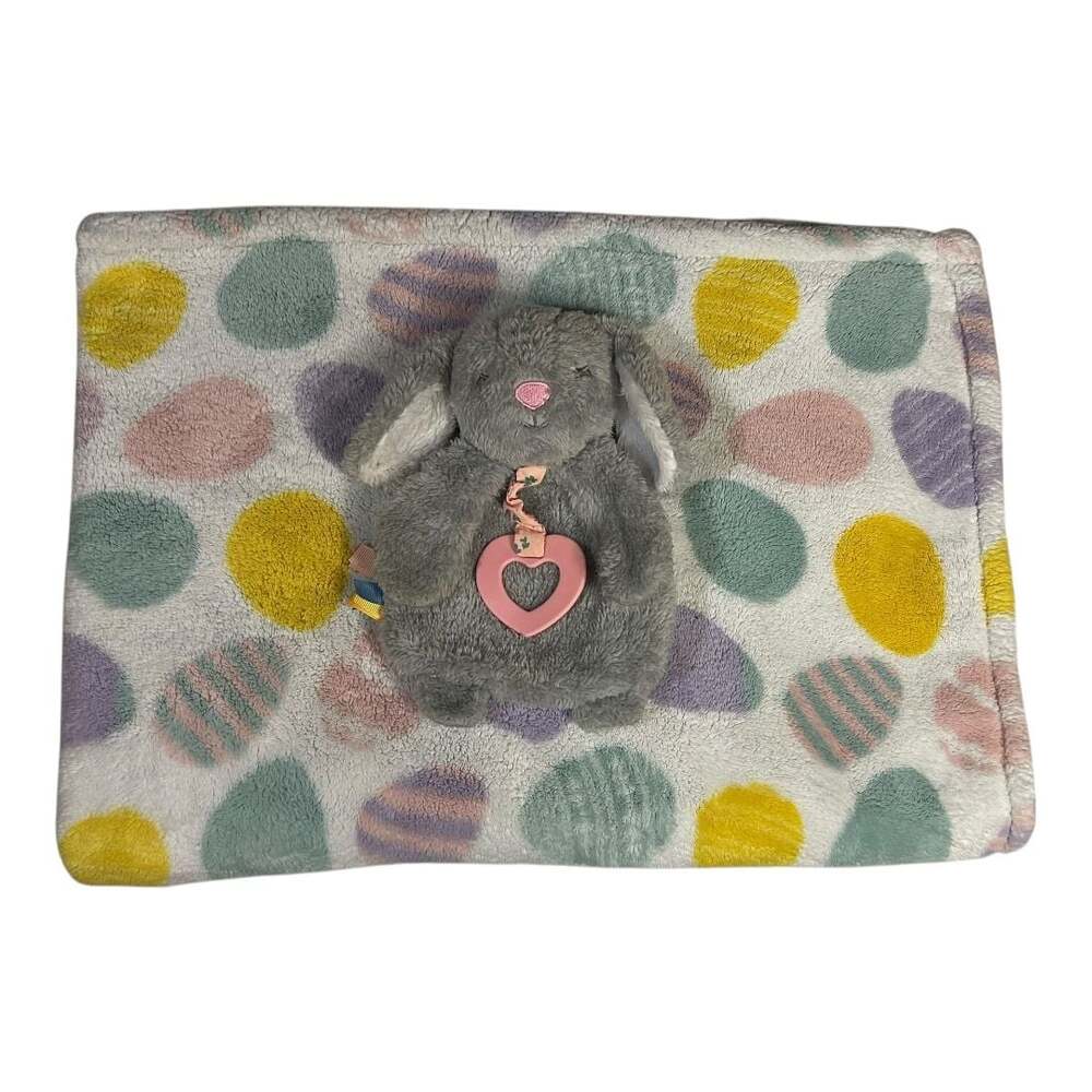💟Modern Baby Gray Bunny Plush Teether and Easter Egg Blanket Set🐣
